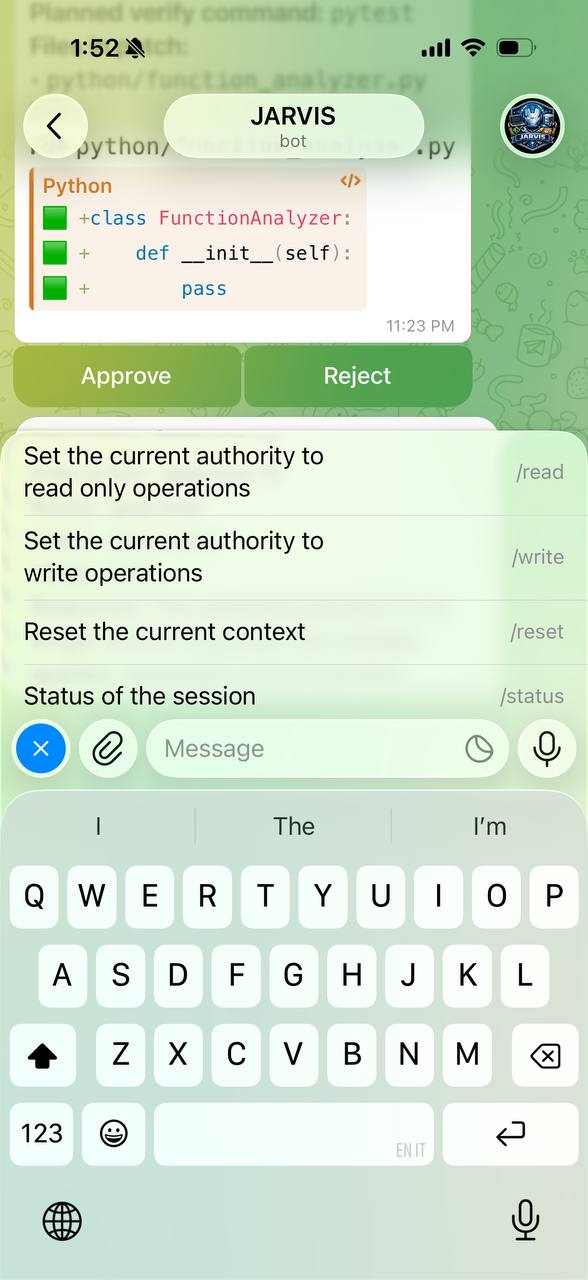 Telegram action flow